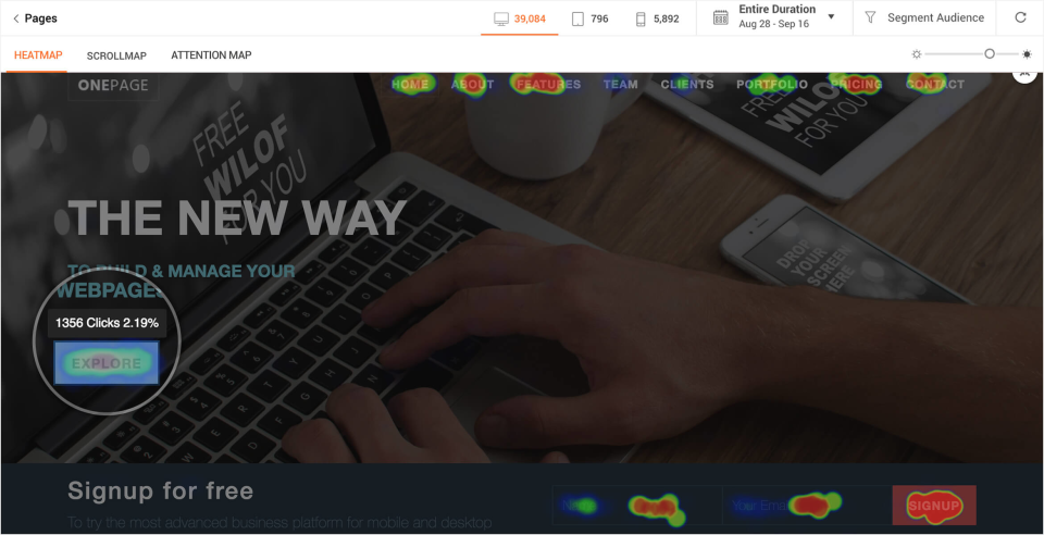 screenshot of Zoho PageSense